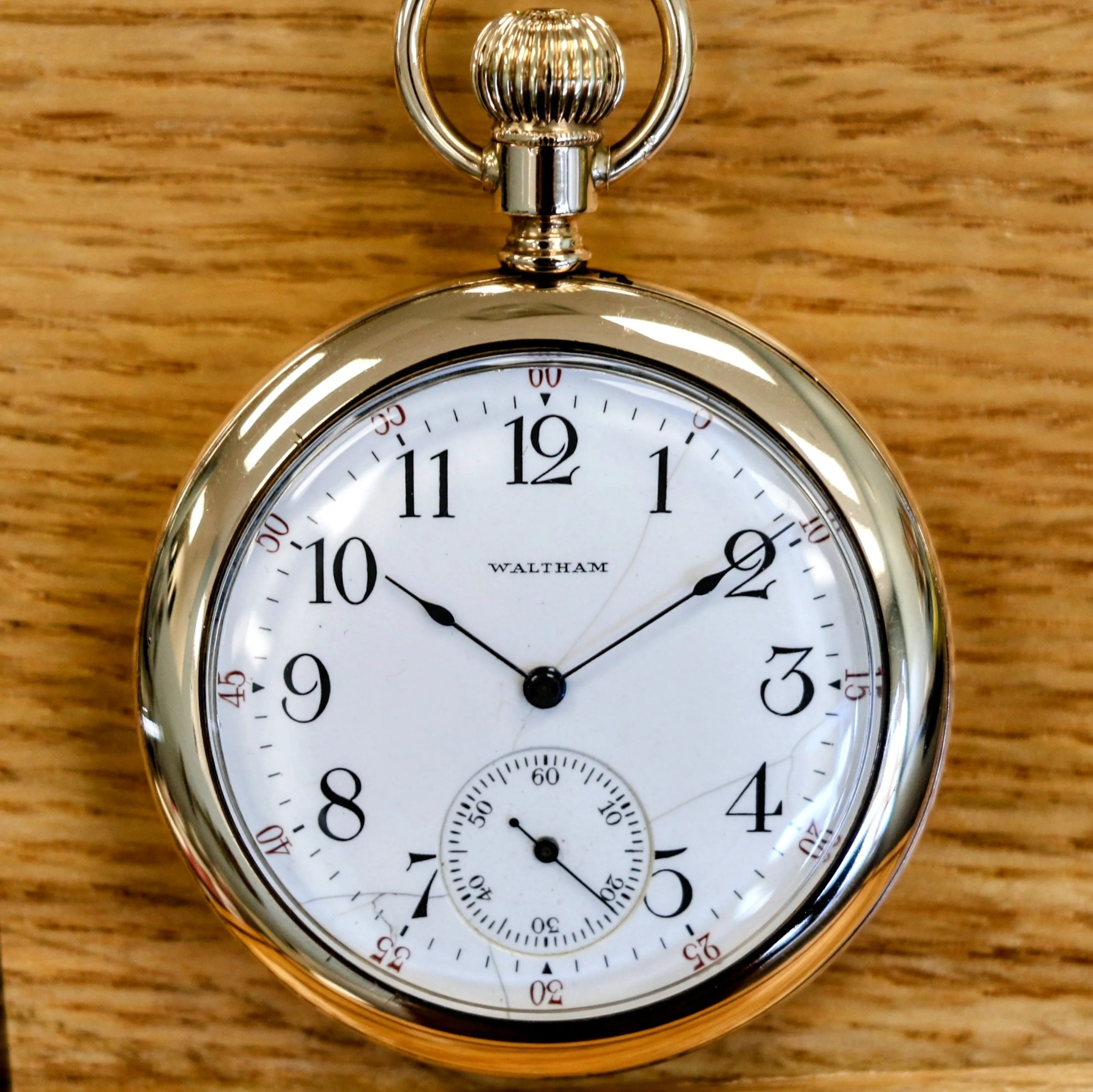 1907 WALTHAM Pocket Watch 12s Openface 7 Jewels Grade 210 14K Yellow GF
