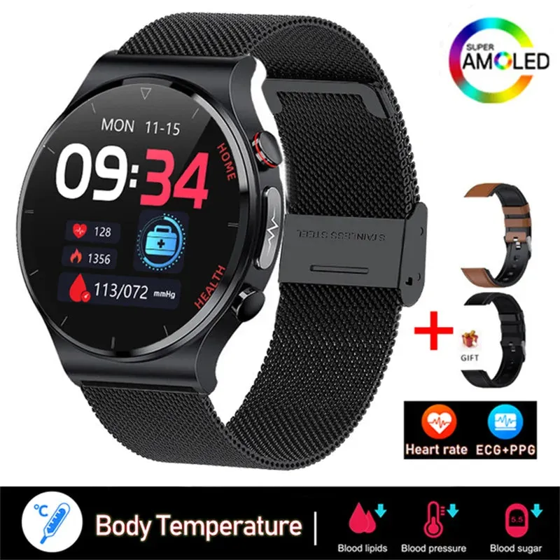 2023 New Laser Treatment Three High Smart Watch Men ECG PPG Heart Rate Blood Sugar Health Tracker Smart Watch For Huawei Xiaomi