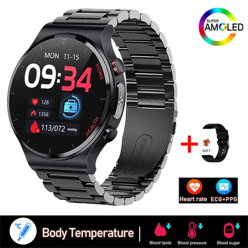2023 New Laser Treatment Three High Smart Watch Men ECG PPG Heart Rate Blood Sugar Health Tracker Smart Watch For Huawei Xiaomi