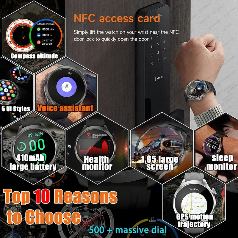 2024 For XIAOMI Android New 1.85 Inch HD Bluetooth Call Smart Watch Men Sports Fitness Tracker Heart Monitor Compass Smartwatch