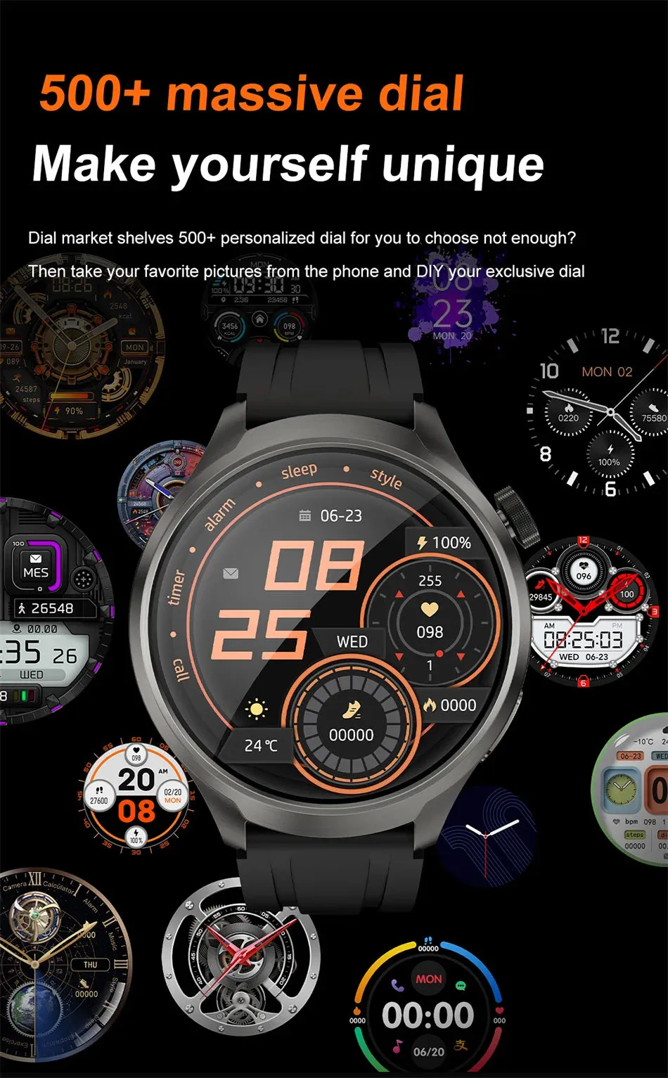 2024 For XIAOMI Android New 1.85 Inch HD Bluetooth Call Smart Watch Men Sports Fitness Tracker Heart Monitor Compass Smartwatch