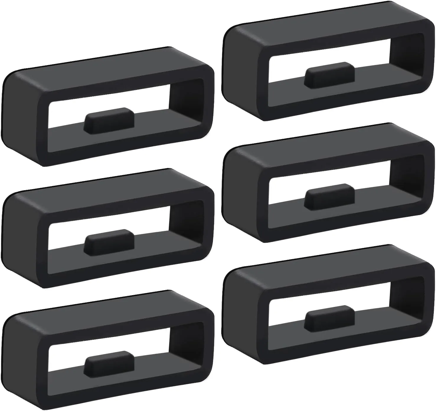 20mm Smart Watch Band Holder Loop, 6 Pcs Universal Silicone Watch Band Holder Replacement Black Rubber Watch Strap Retainer Loop Wristband Fastener Rings Parts Smart Watch Accessories - Black
