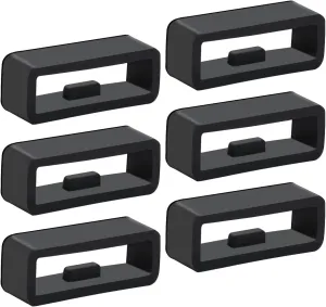 20mm Smart Watch Band Holder Loop, 6 Pcs Universal Silicone Watch Band Holder Replacement Black Rubber Watch Strap Retainer Loop Wristband Fastener Rings Parts Smart Watch Accessories - Black