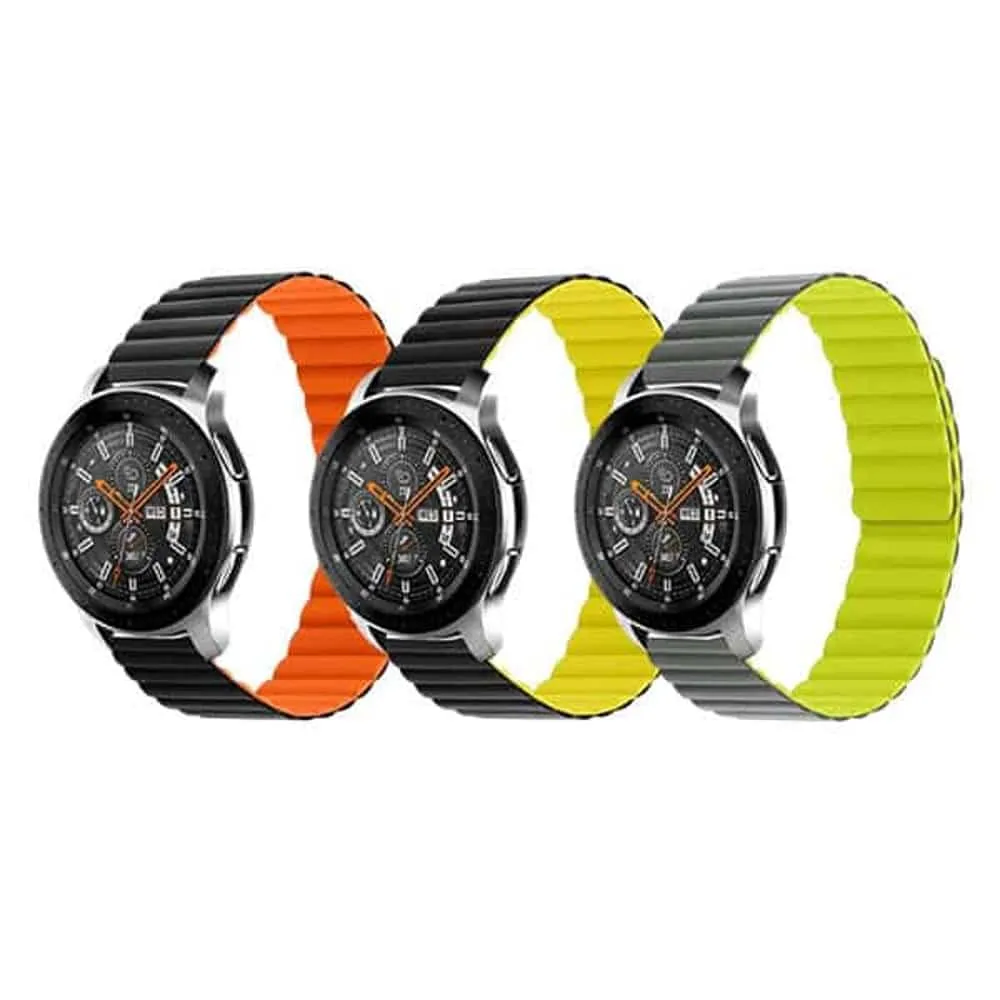 22MM Silicone Magnetic Watch Band - Orange Black