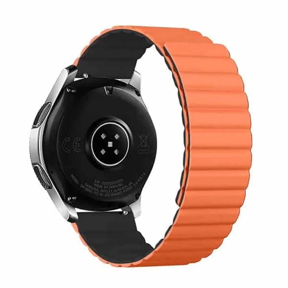 22MM Silicone Magnetic Watch Band - Orange Black