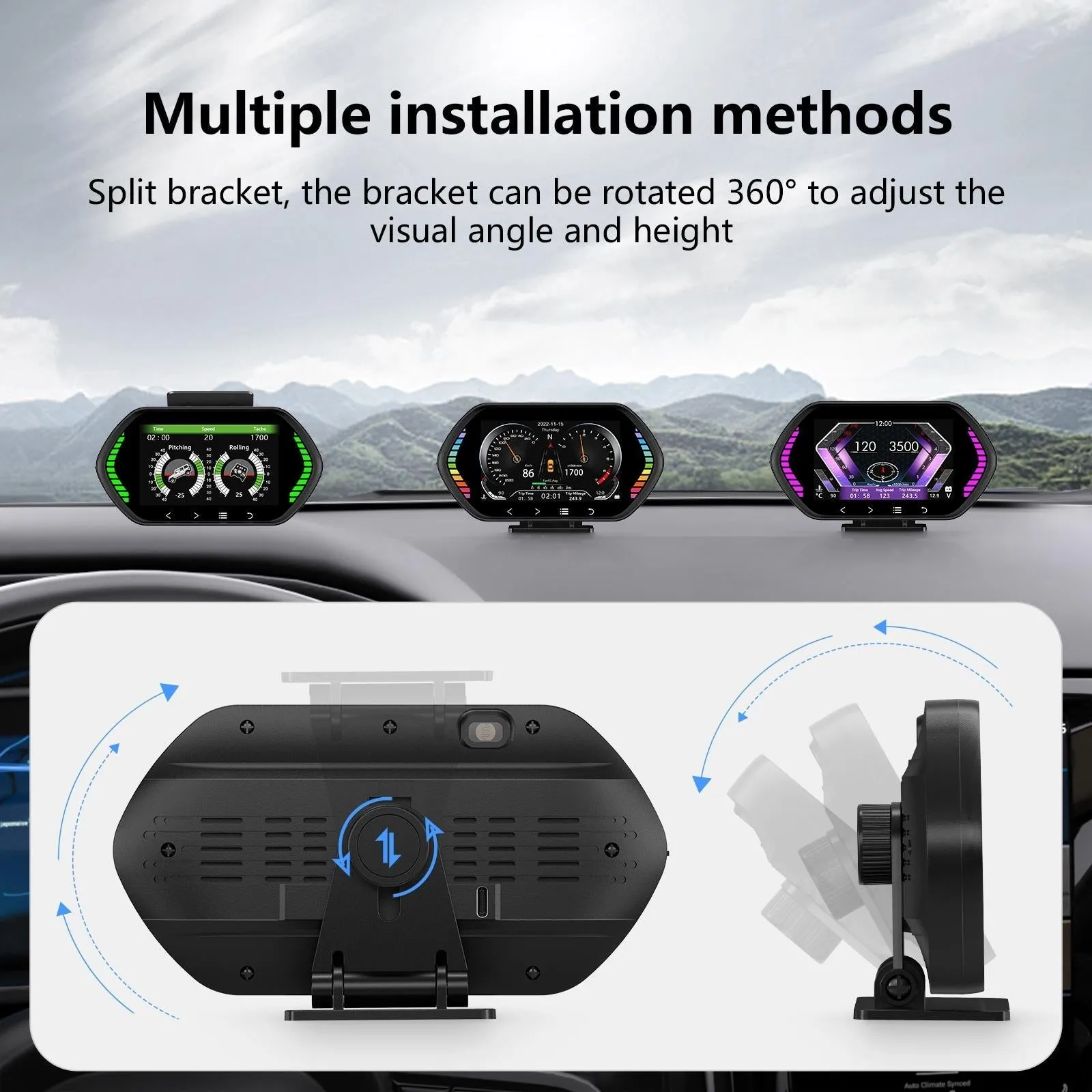 4.5 Inch Hd Obd Lcd Car Gps Slope Meter Hud Display