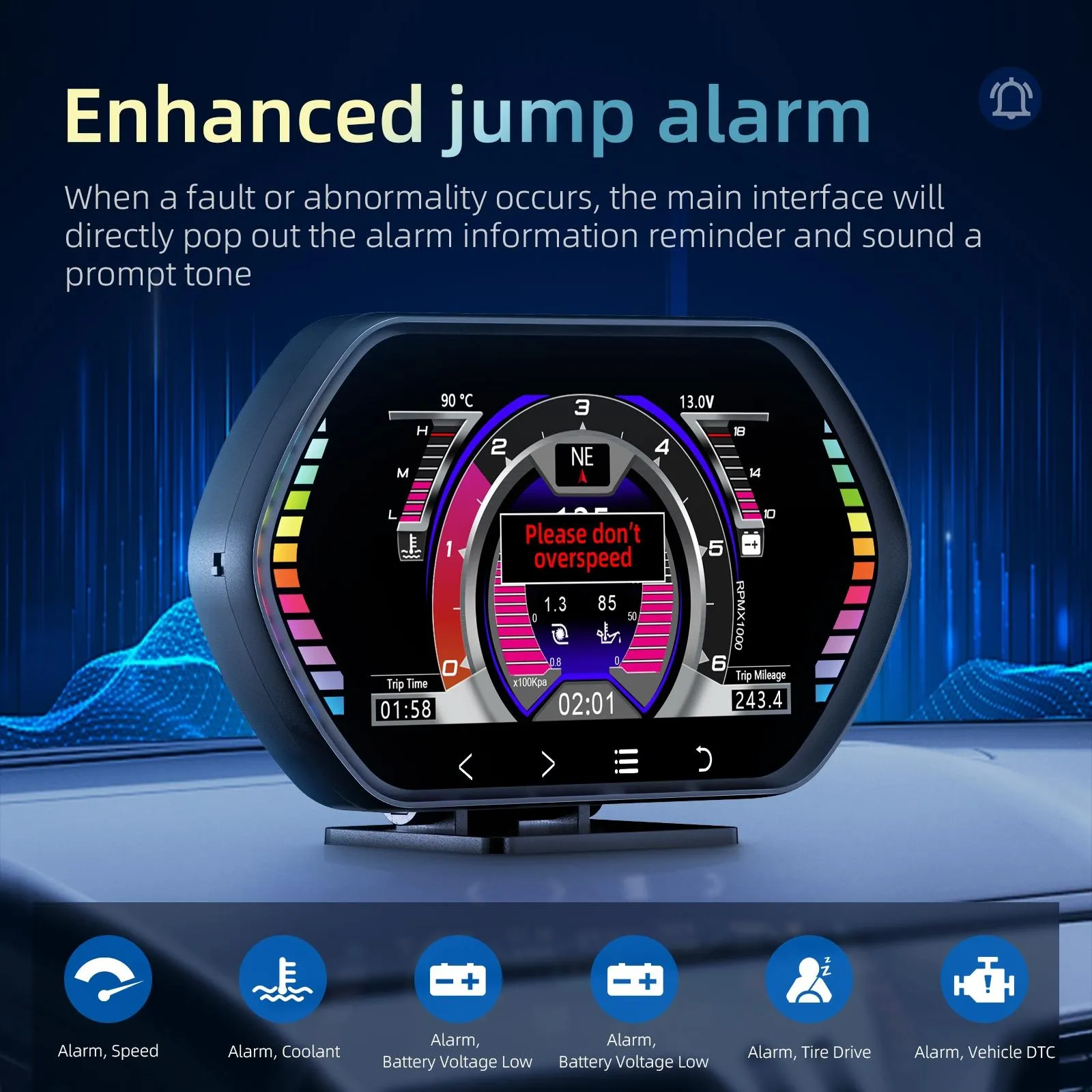 4.5 Inch Hd Obd Lcd Car Gps Slope Meter Hud Display