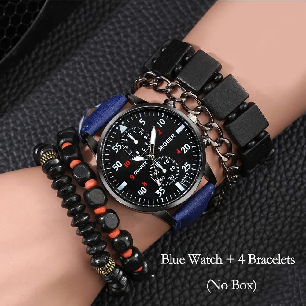 5pcs gift set luxury watch bracelet for men