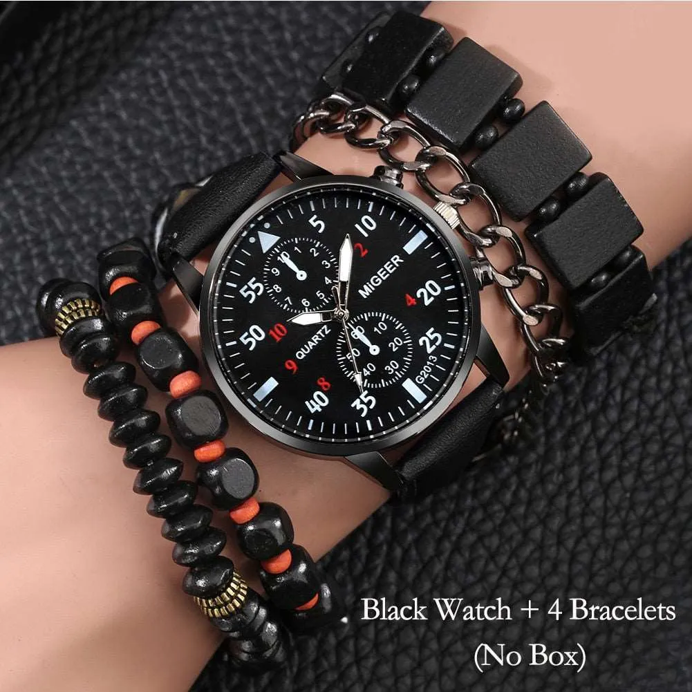 5pcs gift set luxury watch bracelet for men