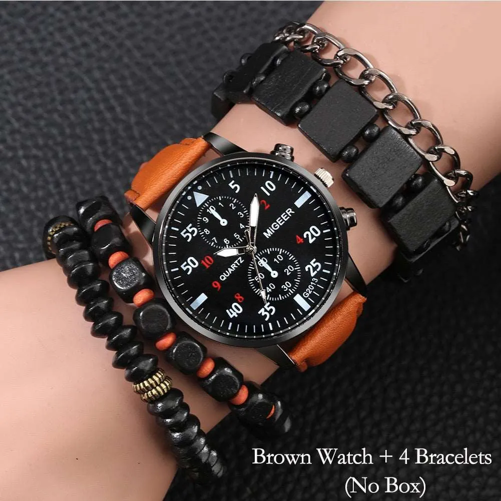 5pcs gift set luxury watch bracelet for men