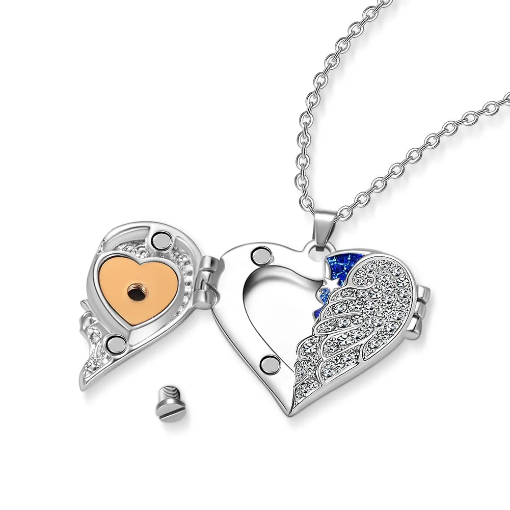 A piece of my heart Lives in heaven Urn Necklace for Ashes Heart Angel Wings Keepsake Memorial Cremation Jewelry Dropshipping