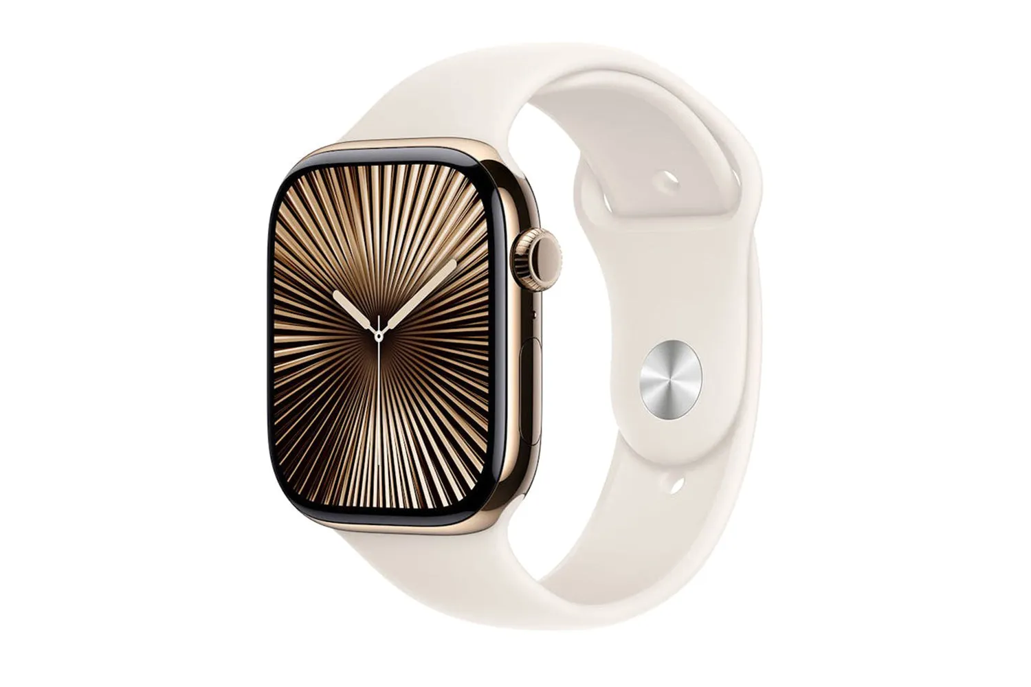 Apple Watch Series 10 GPS   Cellular | 46mm | Gold Titanium Case with Starlight Sport Band S/M