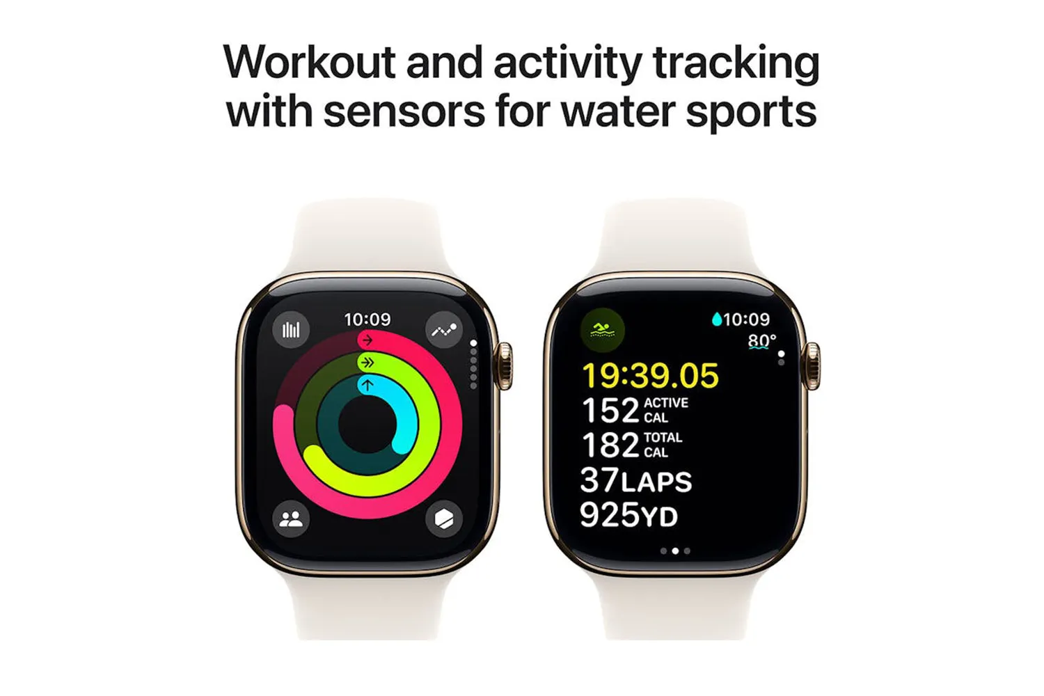 Apple Watch Series 10 GPS   Cellular | 46mm | Gold Titanium Case with Starlight Sport Band S/M