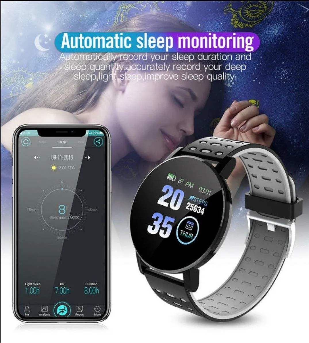 AQ Smart Watch & Health Tracker - Nautical Red