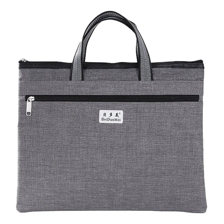 BeiDuoMei Thickened Oxford Cloth Briefcase Portable File Bag A4 Storage File Package(Grey)