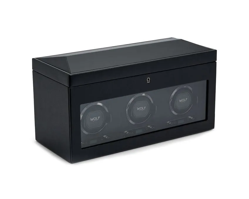 British Racing Triple Watch Winder with Storage (Black)