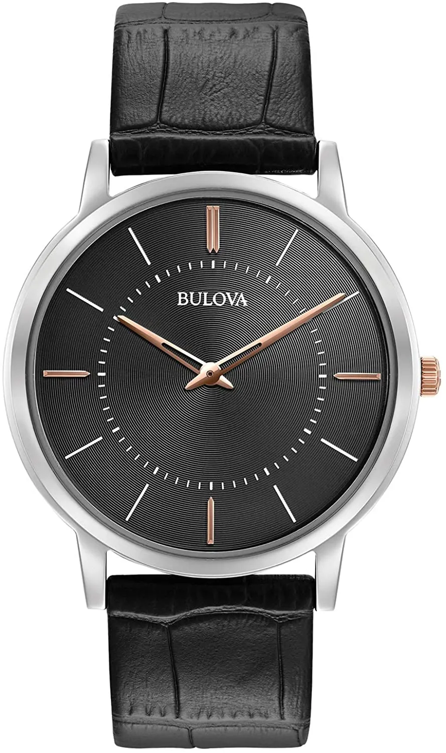 Bulova Classic Quartz Black Leather Men's Watch 98A167