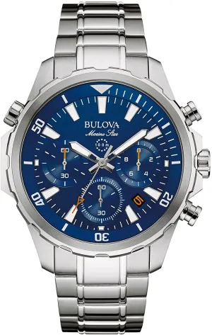 Bulova Marine Star Chronograph Blue Dial Mens Watch 96B256