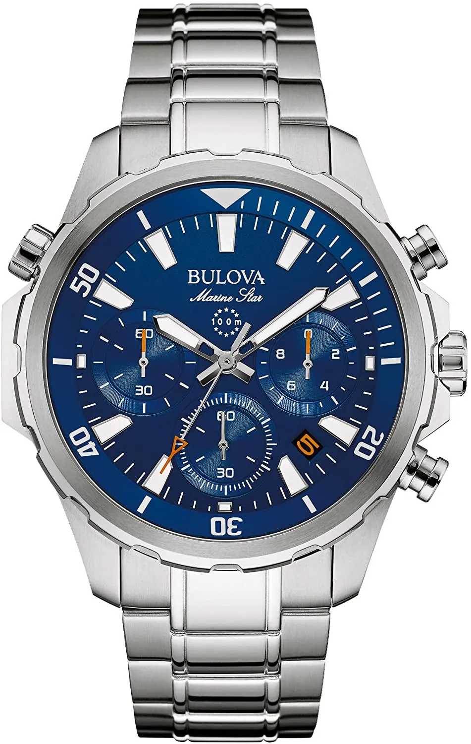 Bulova Marine Star Chronograph Blue Dial Mens Watch 96B256
