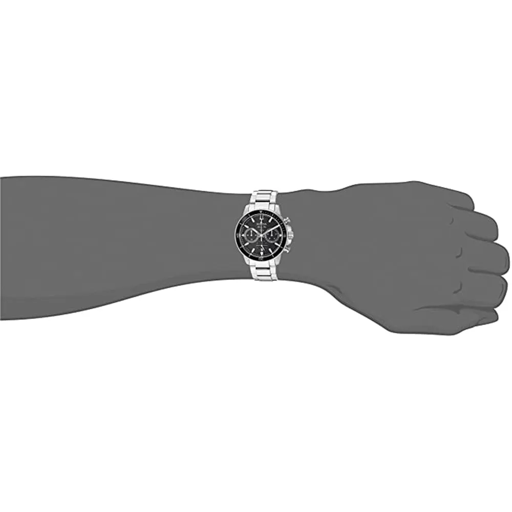 Bulova Men's Black Dial Silver Stainless Steel Band Quartz Watch - 96B272