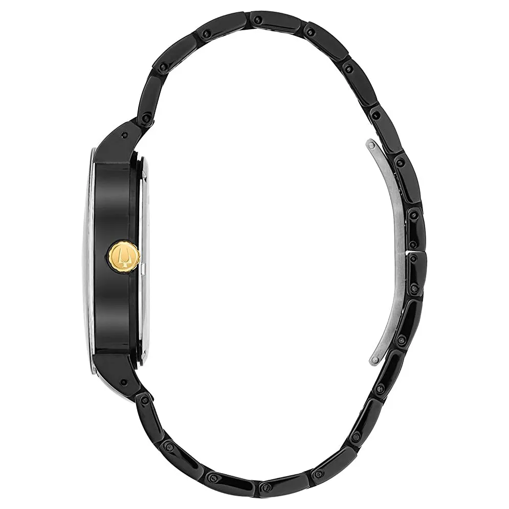 Bulova Men's Multi-Function Modern Stainless Steel Black and Gold Sport Watch - 98C124