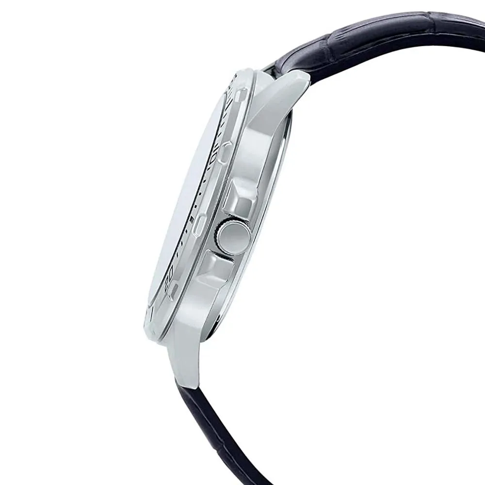 Casio Men's Black Dial Leather Band Japanese Quartz Watch - MTP-VD01L-1EVUDF