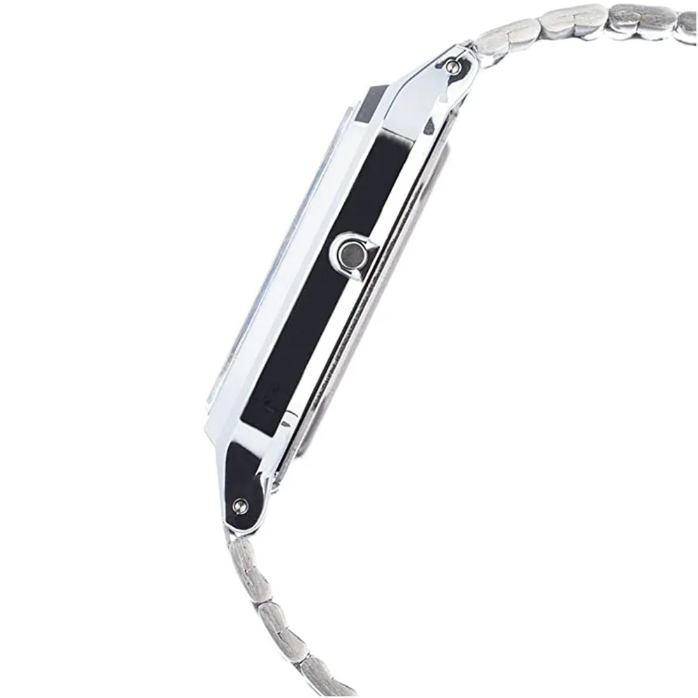 Casio Men's White Dial Silver Stainless Steel Band Quartz Watch - AQ-230A-7BMQ