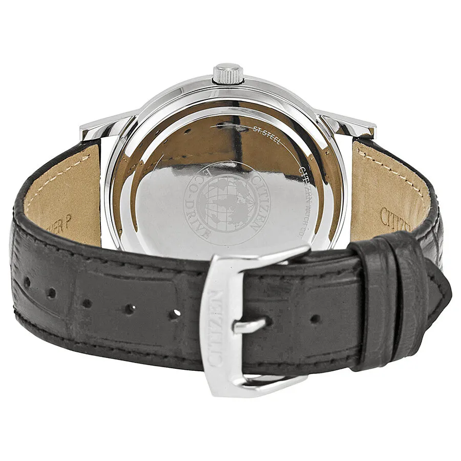 Citizen Eco-Drive Silver Dial Black Leather Men's Watch AO9000-06B