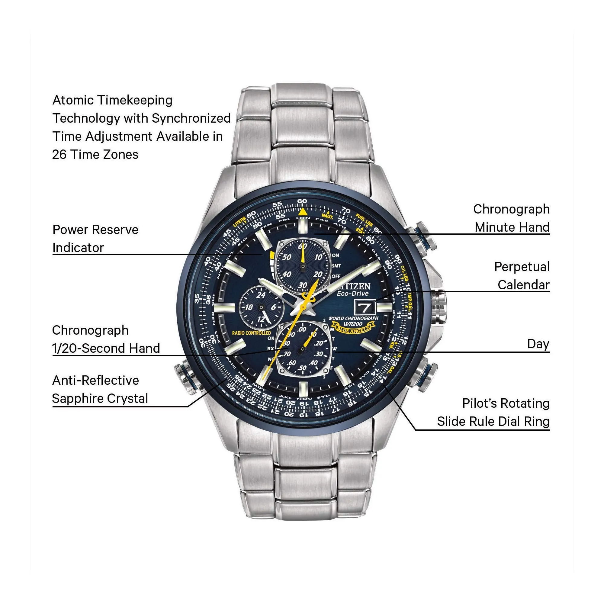 Citizen Eco-Drive Sport Chronograph Watch, Blue Dial