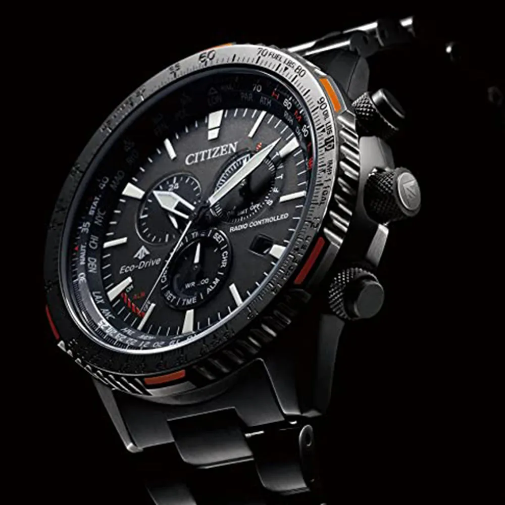 Citizen Men's Eco-Drive Black Dial Band Stainless Steel Chronograph Watch - CB5007-51H