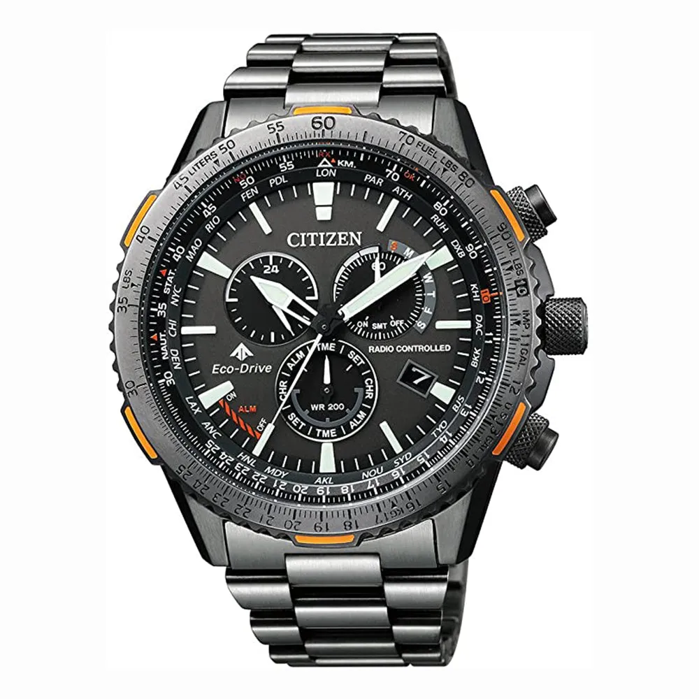 Citizen Men's Eco-Drive Black Dial Band Stainless Steel Chronograph Watch - CB5007-51H