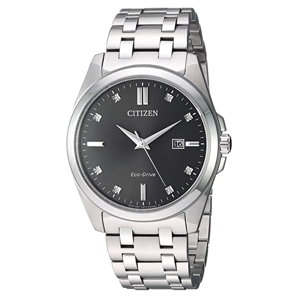 Citizen Mens Eco-drive Gray Dial Silver Band Japanese Quartz Stainless Steel Watch - BM7100-59H