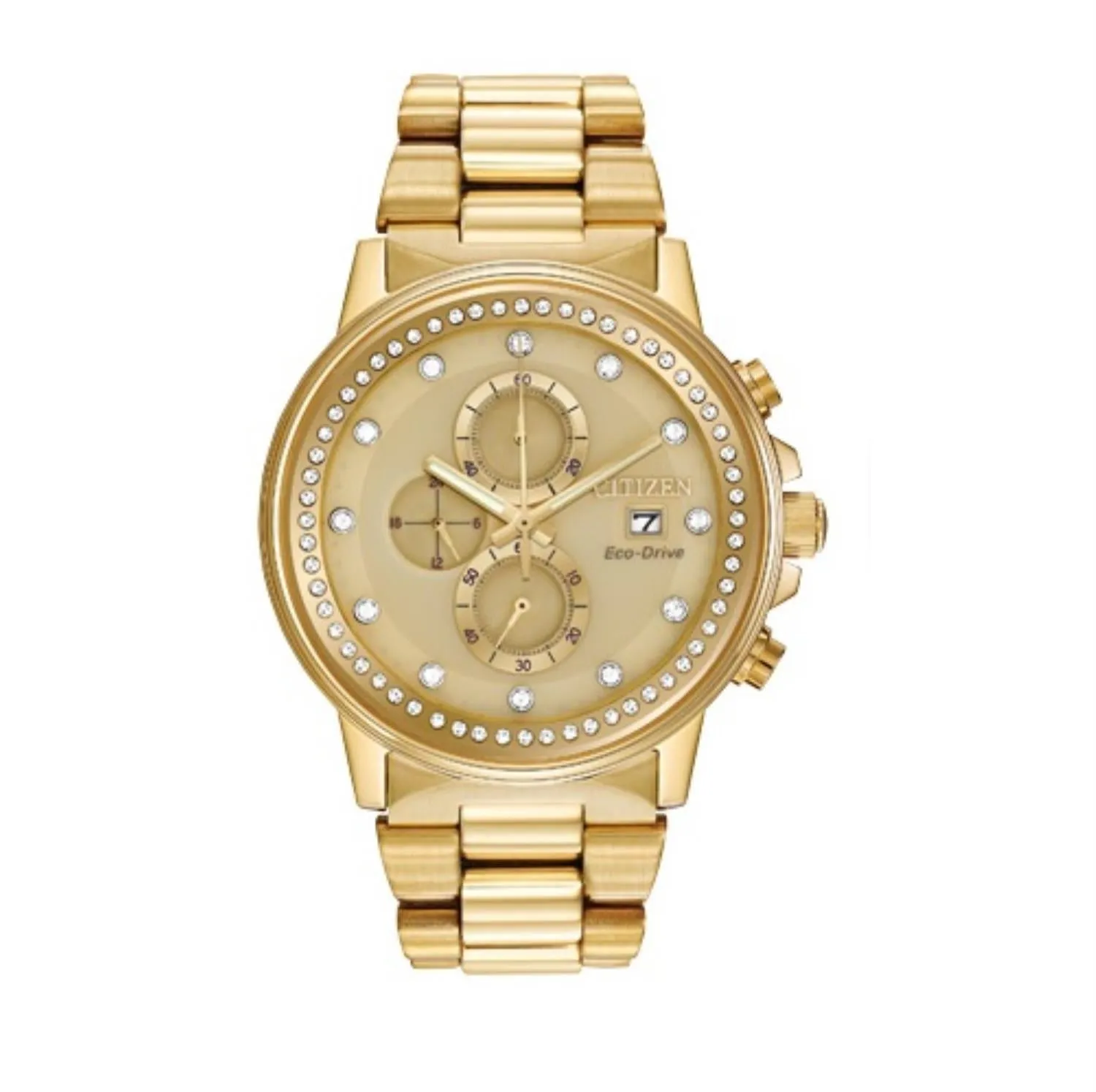 Citizen Watch with 42MM Champagne Round Dial and Stainless Steel Bracelet. FB3002-53P