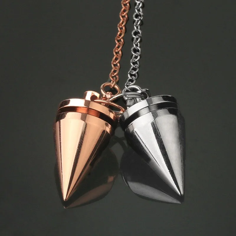 Cone Metal Pendulum For Dowsing Reiki Healing Amulet Copper Chain Wicca Metaphysical Pendule Fashion Jewelry Gift