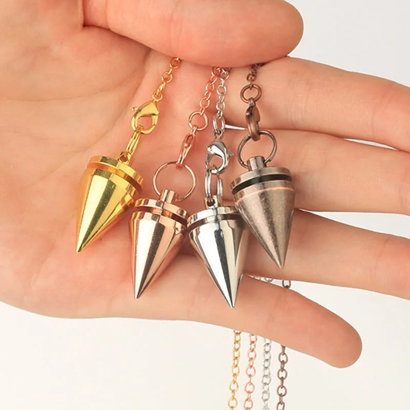 Cone Metal Pendulum For Dowsing Reiki Healing Amulet Copper Chain Wicca Metaphysical Pendule Fashion Jewelry Gift