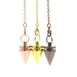 Cone Metal Pendulum For Dowsing Reiki Healing Amulet Copper Chain Wicca Metaphysical Pendule Fashion Jewelry Gift
