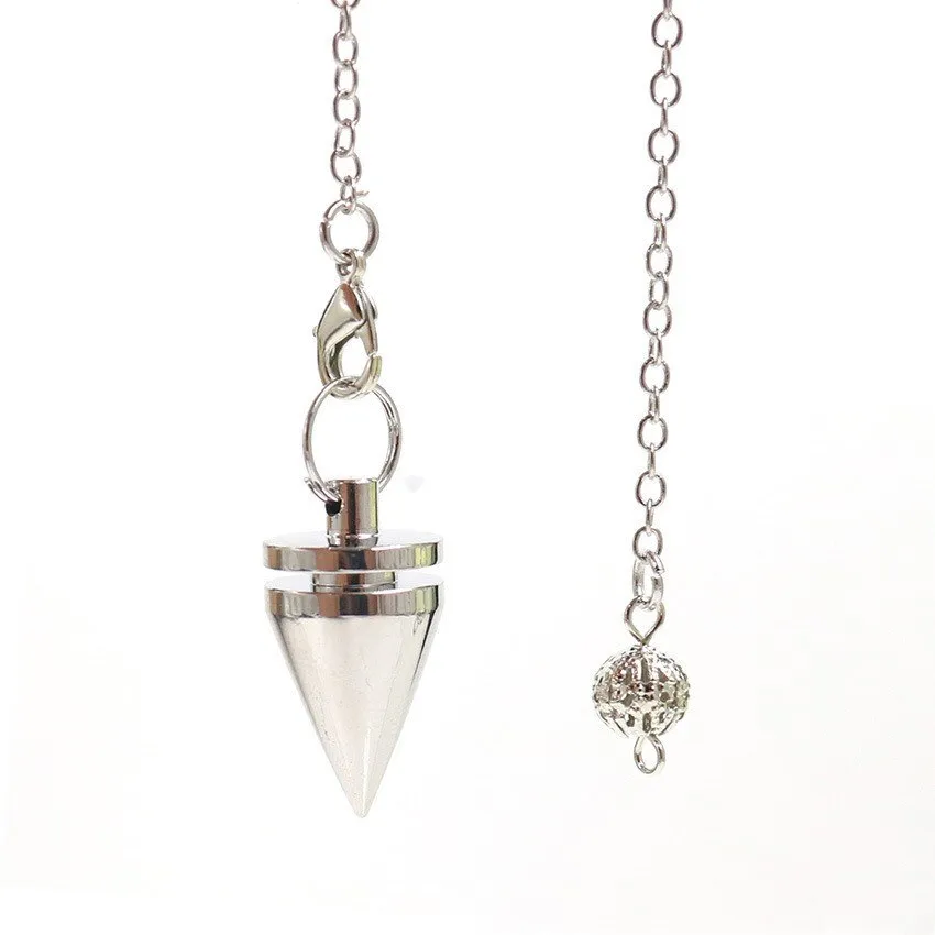 Cone Metal Pendulum For Dowsing Reiki Healing Amulet Copper Chain Wicca Metaphysical Pendule Fashion Jewelry Gift