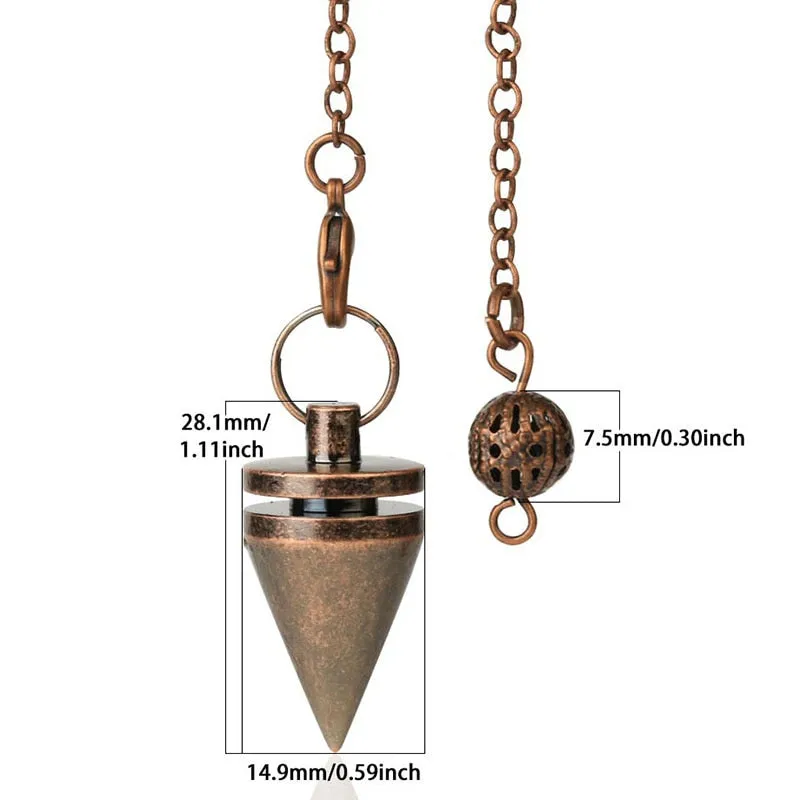 Cone Metal Pendulum For Dowsing Reiki Healing Amulet Copper Chain Wicca Metaphysical Pendule Fashion Jewelry Gift