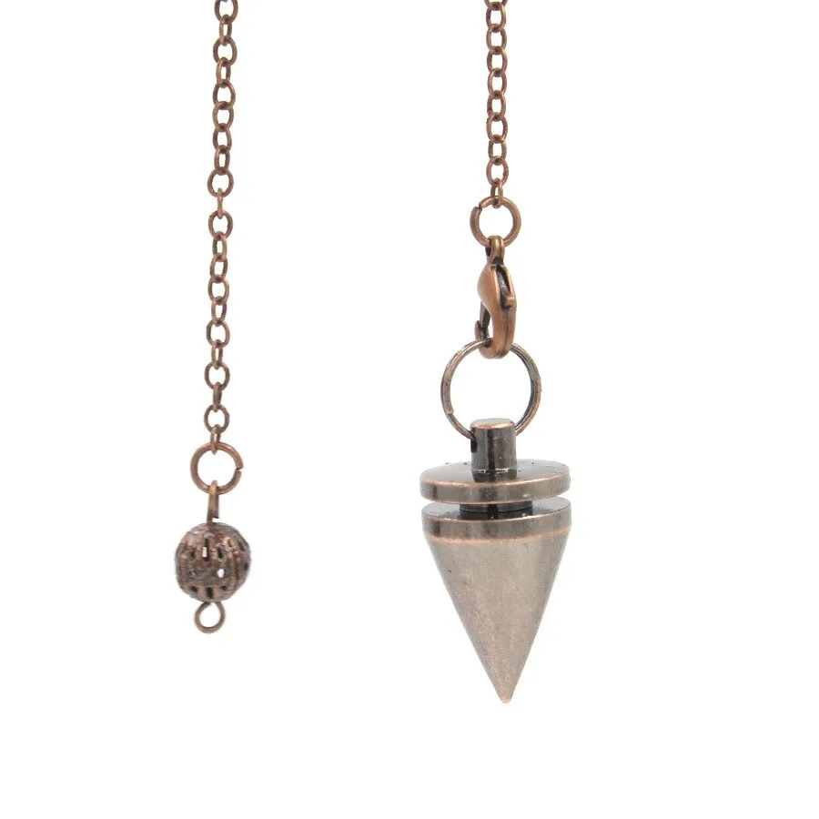 Cone Metal Pendulum For Dowsing Reiki Healing Amulet Copper Chain Wicca Metaphysical Pendule Fashion Jewelry Gift