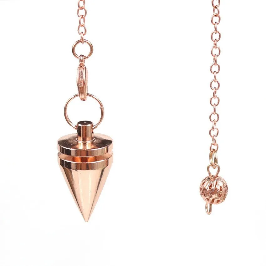 Cone Metal Pendulum For Dowsing Reiki Healing Amulet Copper Chain Wicca Metaphysical Pendule Fashion Jewelry Gift