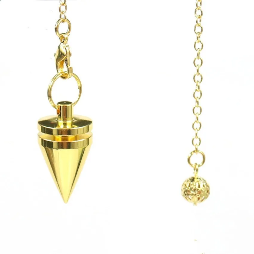 Cone Metal Pendulum For Dowsing Reiki Healing Amulet Copper Chain Wicca Metaphysical Pendule Fashion Jewelry Gift