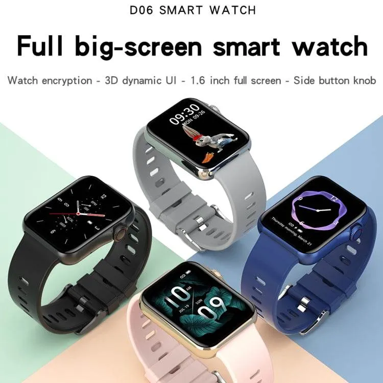 D06 1.6-Inch IPS HD Color Screen Smart Watch - IP67 Waterproof with Heart Rate, Sleep, and Sport Monitoring