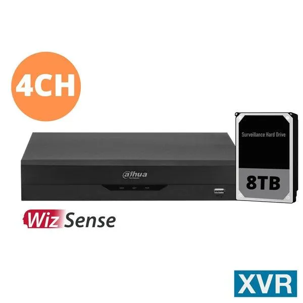 Dahua 4ch XVR with 8TB installed, DH-XVR5104HS-4KL-I3-8TB