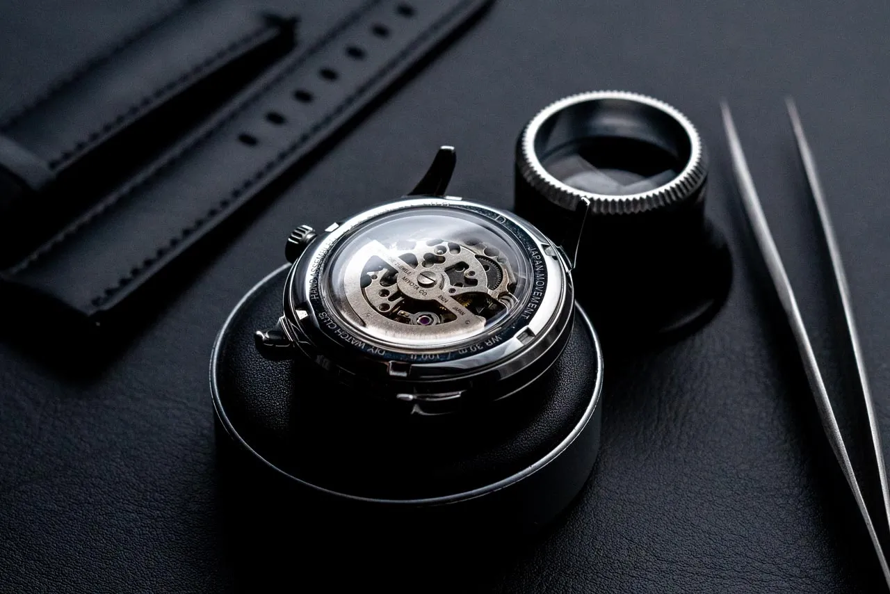 DIY Watchmaking Kit | 38.5mm Mosel series - Salmon Dial Skeleton vintage dress watch w/ Silver Miyota 8N24