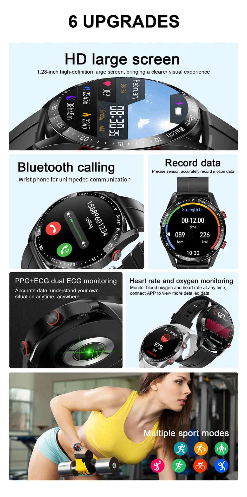 ECG PPG Bluetooth Call Smart Watch Men Laser Health Blood Pressure Fitnes Sports Watches Man Sports Waterproof Smartwatch Box