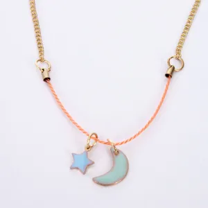 Enamel Moon & Sun Necklace