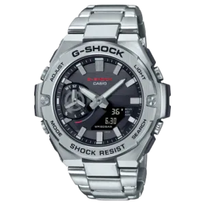 G-Shock, Solar powered Smartphone Link, Black Dial Silver Metal Band Watch for Men, GST-B500D-1ADR