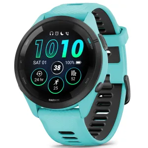 Garmin Forerunner 265 Black Bezel with Aqua Case and Aqua Black Silicone Band
