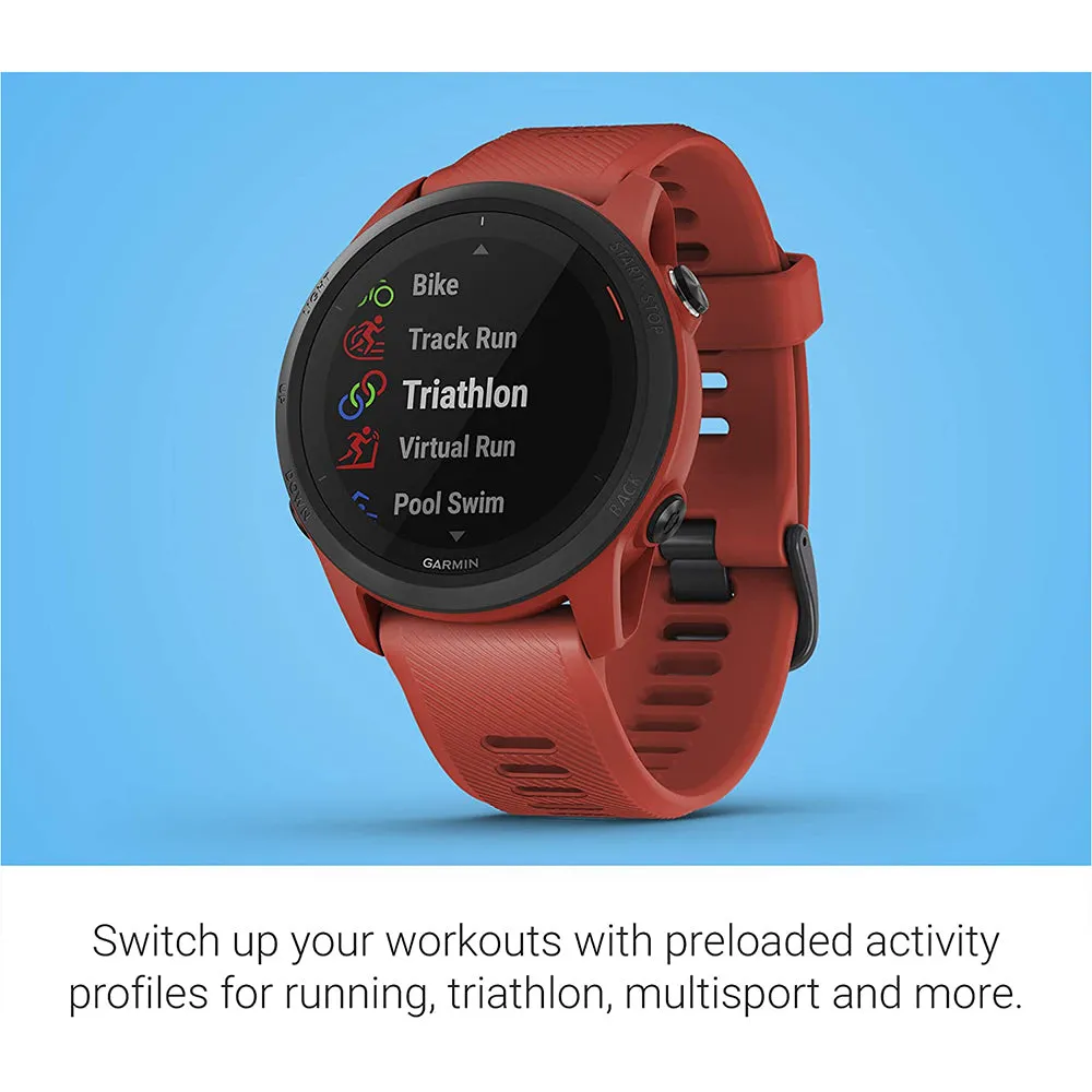 Garmin Forerunner 745 Magma Red Silicone Strap Digital Dial GPS Running and Triathlon Smart Watch - 010-02445-02