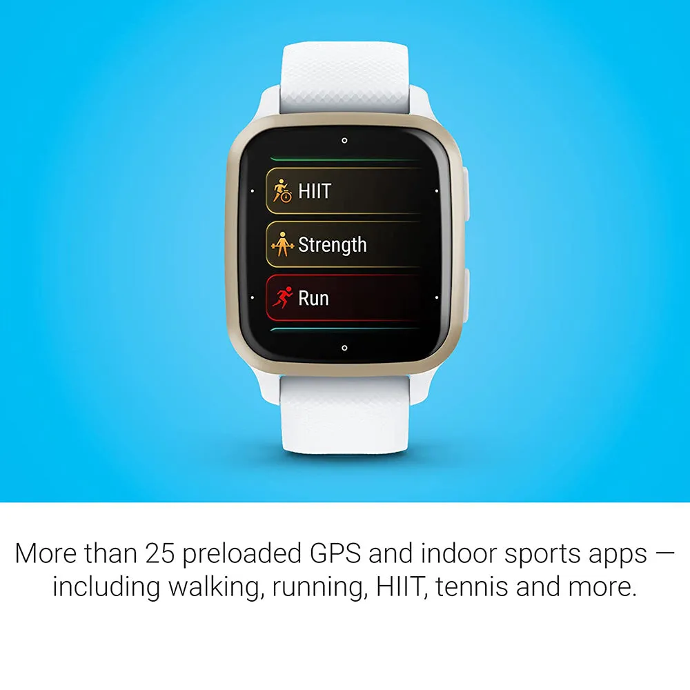 Garmin Venu Sq 2 Cream Gold Aluminum Bezel with White Case and Silicone Band All-Day Health Monitoring GPS Smartwatch - 010-02701-01